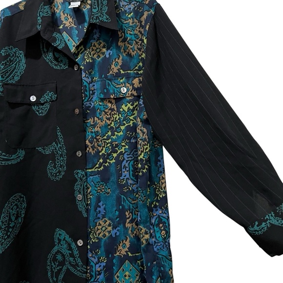 KOOS Of Course 1X Vintage Paisley Floral Pattern Mix Patch Button Down Shirt R8 - Picture 4 of 5